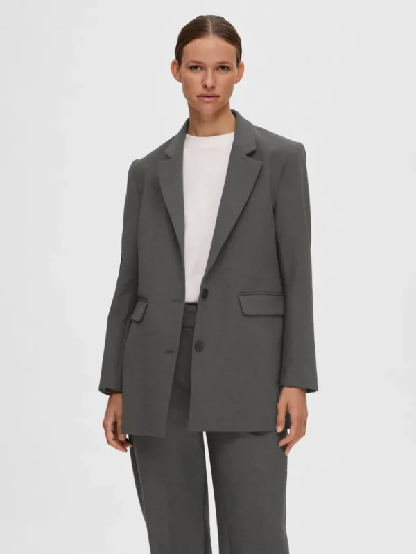 Jakkesæt & Blazers>SELECTED AFSLAPPET BLAZER Grey