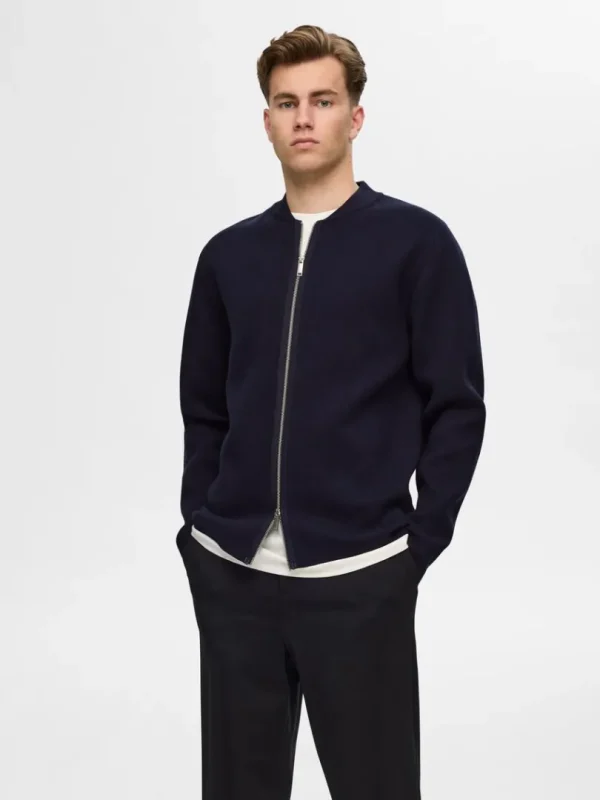 Strik>SELECTED AFSLAPPET CARDIGAN MED LYNLÅS Blue