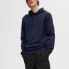 Hættetrøjer & Sweatshirts>SELECTED AFSLAPPET HOODIE Blue