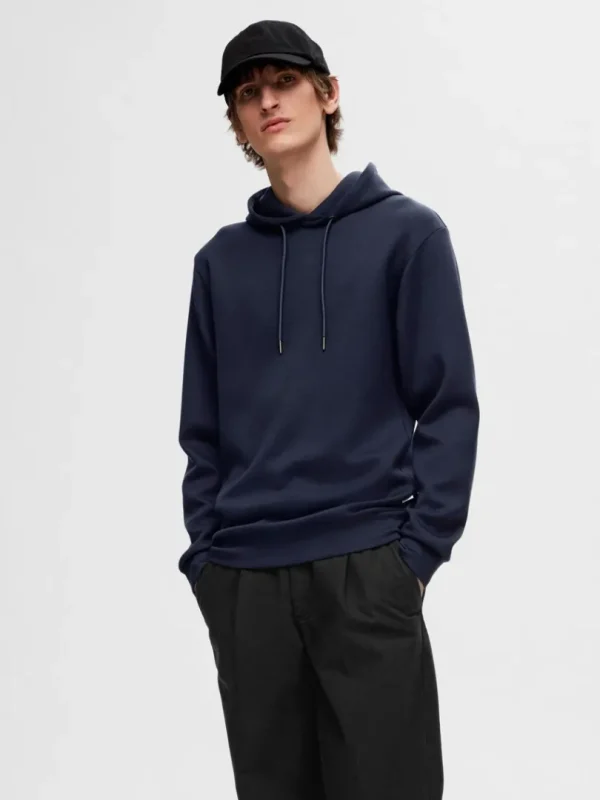 Hættetrøjer & Sweatshirts>SELECTED AFSLAPPET HOODIE Blue
