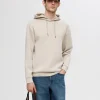 Hættetrøjer & Sweatshirts>SELECTED AFSLAPPET HOODIE Beige