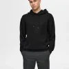 Hættetrøjer & Sweatshirts>SELECTED AFSLAPPET HOODIE Black