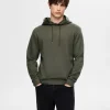 Hættetrøjer & Sweatshirts>SELECTED AFSLAPPET HOODIE Green