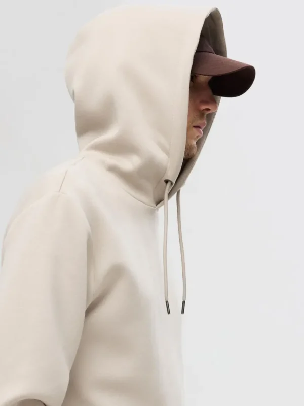 Hættetrøjer & Sweatshirts>SELECTED AFSLAPPET HOODIE Beige