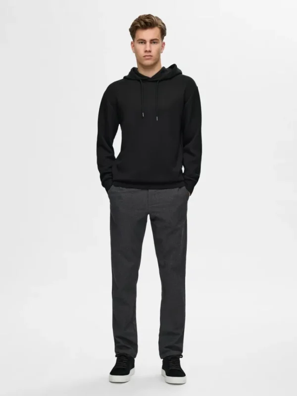 Hættetrøjer & Sweatshirts>SELECTED AFSLAPPET HOODIE Black