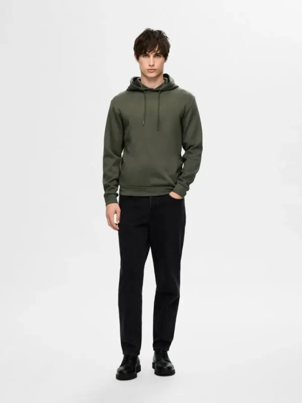 Hættetrøjer & Sweatshirts>SELECTED AFSLAPPET HOODIE Green