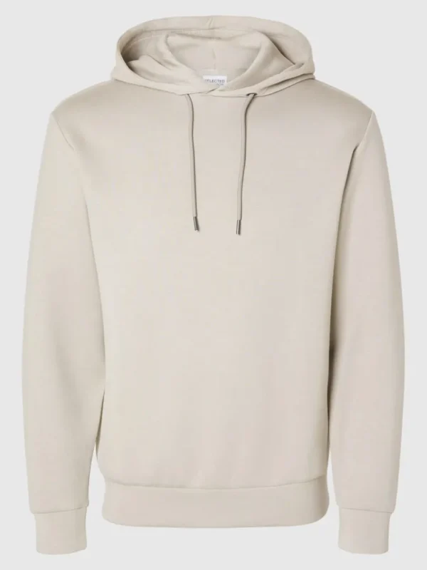 Hættetrøjer & Sweatshirts>SELECTED AFSLAPPET HOODIE Beige