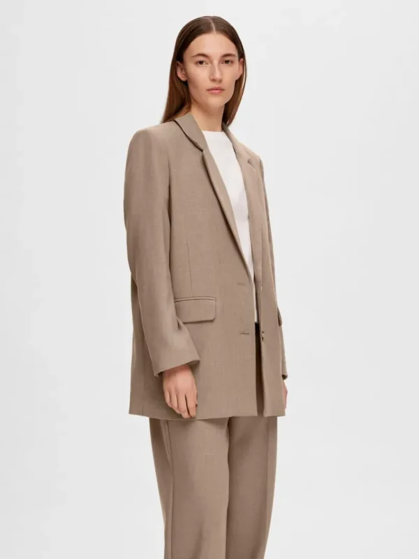 Jakkesæt & Blazers>SELECTED AFSLAPPET PASFORM BLAZER Brown