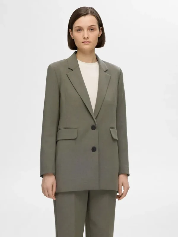 Jakkesæt & Blazers>SELECTED AFSLAPPET PASFORM BLAZER Green