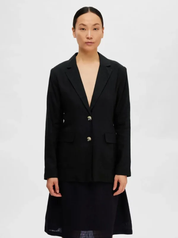 Jakkesæt & Blazers>SELECTED AFSLAPPET PASFORM BLAZER Black