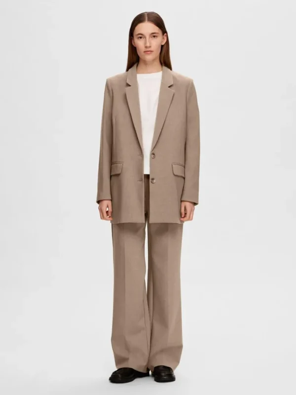 Jakkesæt & Blazers>SELECTED AFSLAPPET PASFORM BLAZER Brown