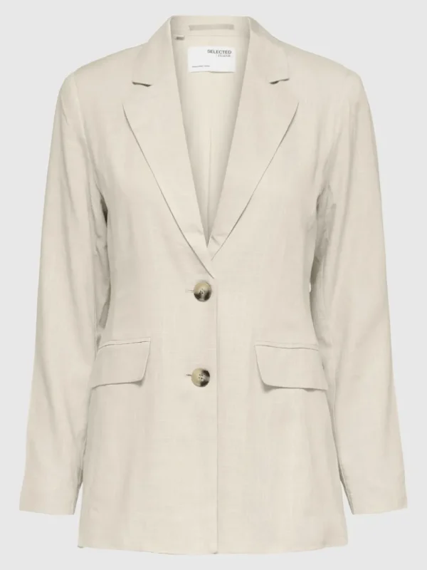 Jakkesæt & Blazers>SELECTED AFSLAPPET PASFORM BLAZER Beige
