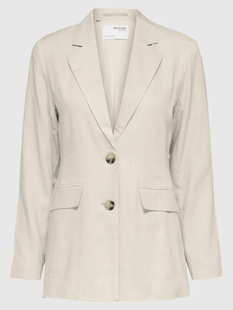 afslappet_pasform_blazer_5-6.webp Jakkesæt & Blazers>SELECTED AFSLAPPET PASFORM BLAZER Beige