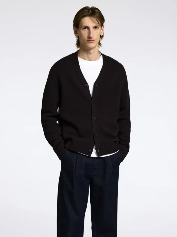 Strik>SELECTED AFSLAPPET PASFORM CARDIGAN Brown