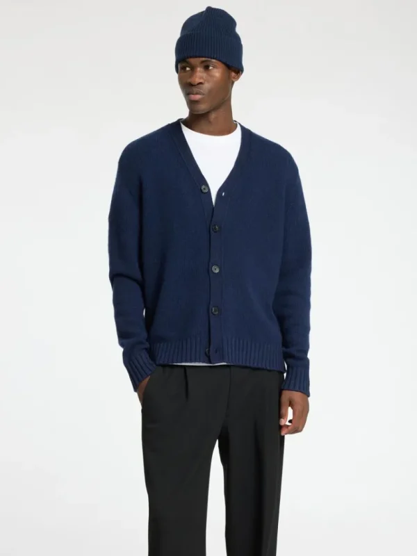 Strik>SELECTED AFSLAPPET PASFORM CARDIGAN Blue