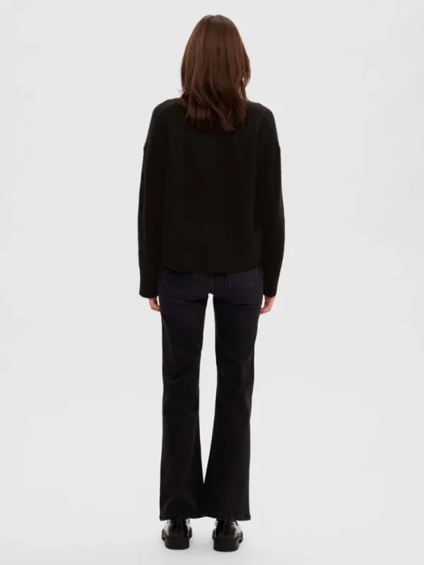 Strik>SELECTED AFSLAPPET PASFORM CARDIGAN Black