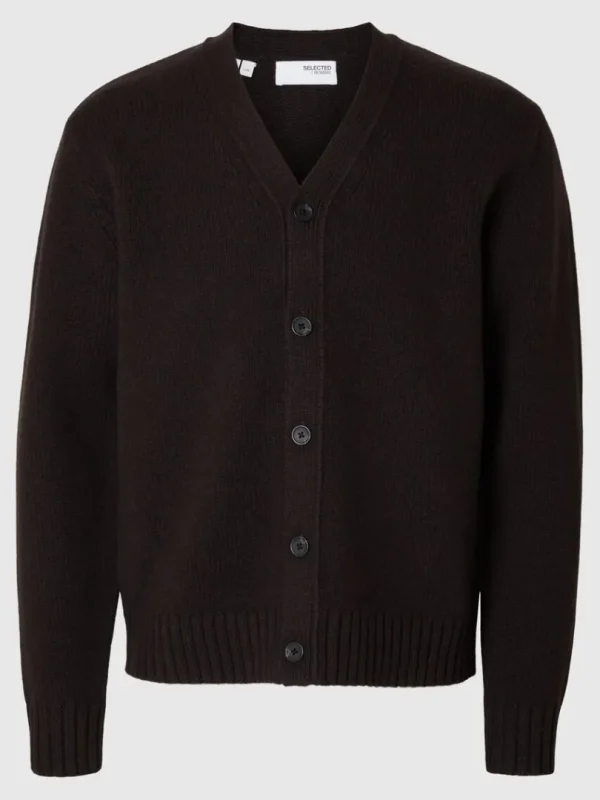 Strik>SELECTED AFSLAPPET PASFORM CARDIGAN Brown