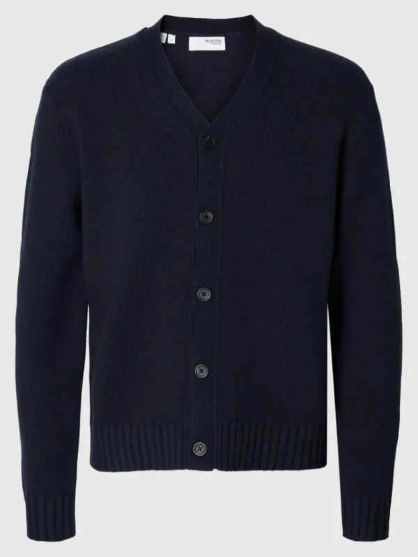 Strik>SELECTED AFSLAPPET PASFORM CARDIGAN Blue