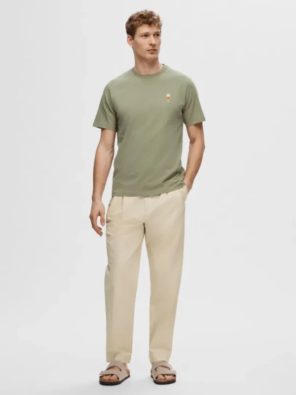 Bukser>SELECTED AFSLAPPET PASFORM CROPPED BUKSER Beige