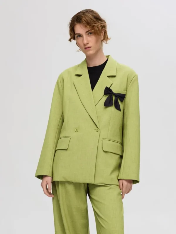 Jakkesæt & Blazers>SELECTED AFSLAPPET PASFORM DOBBELTRADET BLAZER Green