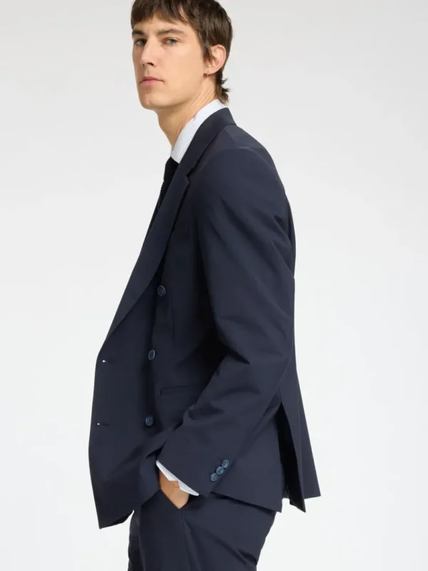 Jakkesæt & Blazers>SELECTED AFSLAPPET PASFORM DOBBELTRADET BLAZER Blue