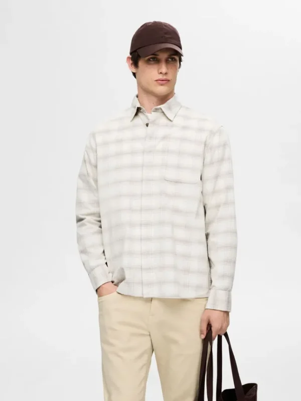 Skjorter>SELECTED AFSLAPPET TERNET SKJORTE Beige