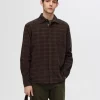 Skjorter>SELECTED AFSLAPPET TERNET SKJORTE Brown