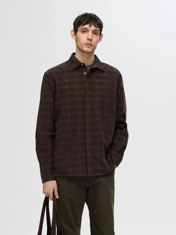 Skjorter>SELECTED AFSLAPPET TERNET SKJORTE Brown