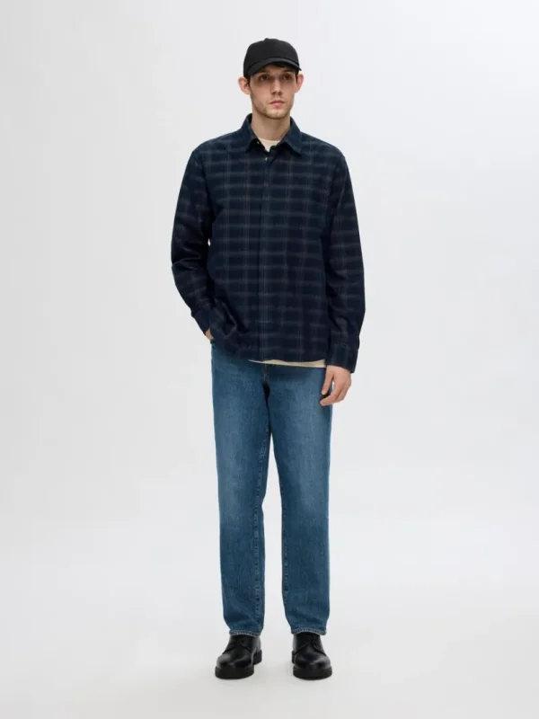 Skjorter>SELECTED AFSLAPPET TERNET SKJORTE Blue