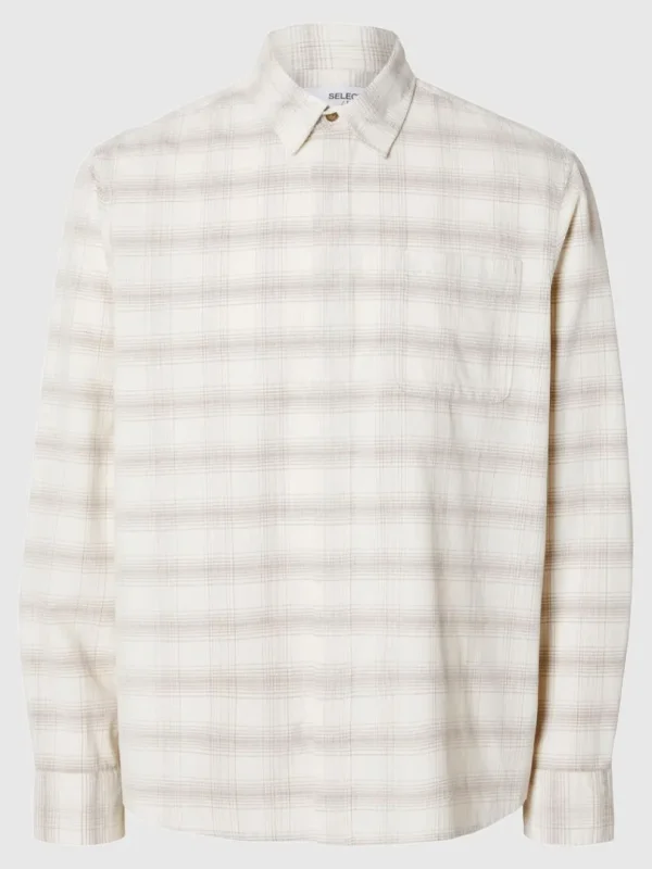 Skjorter>SELECTED AFSLAPPET TERNET SKJORTE Beige