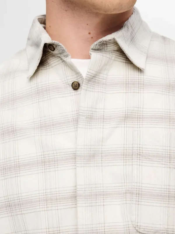 Skjorter>SELECTED AFSLAPPET TERNET SKJORTE Beige