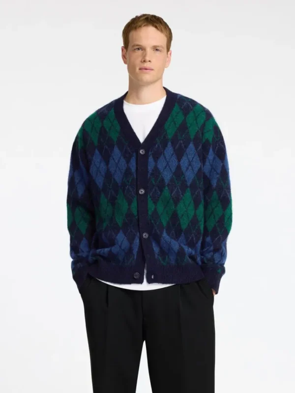 Strik>SELECTED ARGYLE-PRINT STRIKKET CARDIGAN Blue