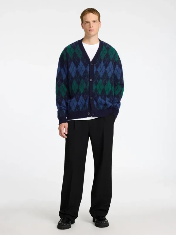 Strik>SELECTED ARGYLE-PRINT STRIKKET CARDIGAN Blue