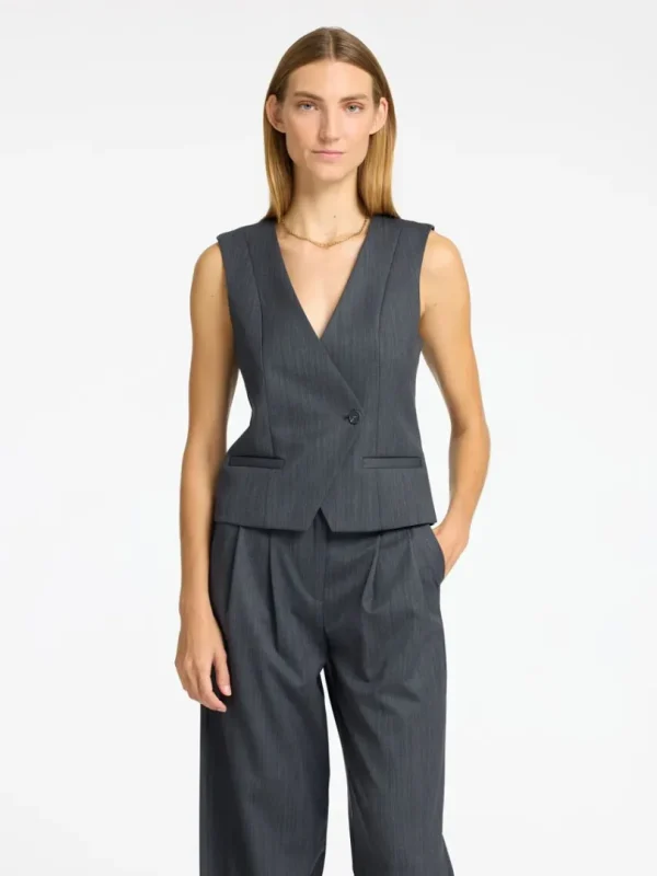 Toppe Og Bluser>SELECTED ASYMMETRISK VEST Grey