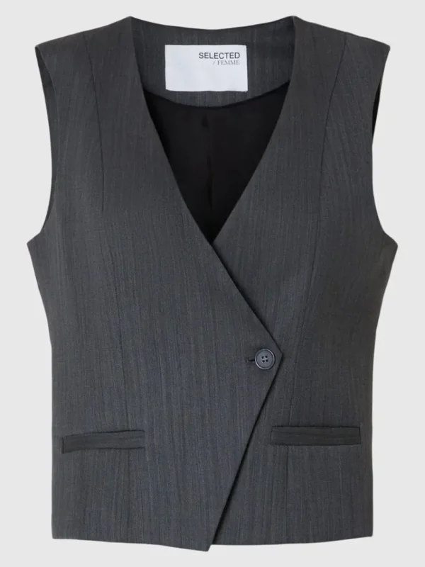 Toppe Og Bluser>SELECTED ASYMMETRISK VEST Grey