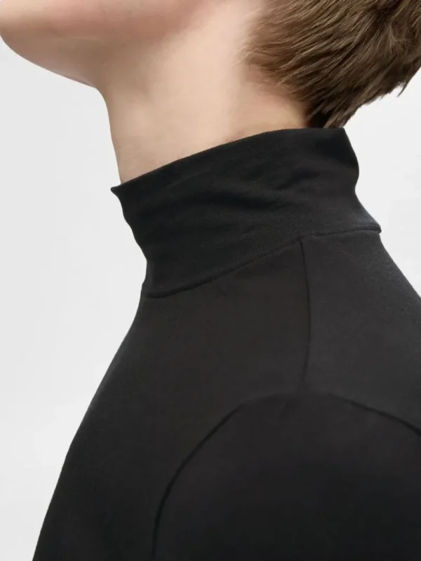 T-shirts>SELECTED BASIC HØJ HALS TOP MED LANGE ÆRMER Black