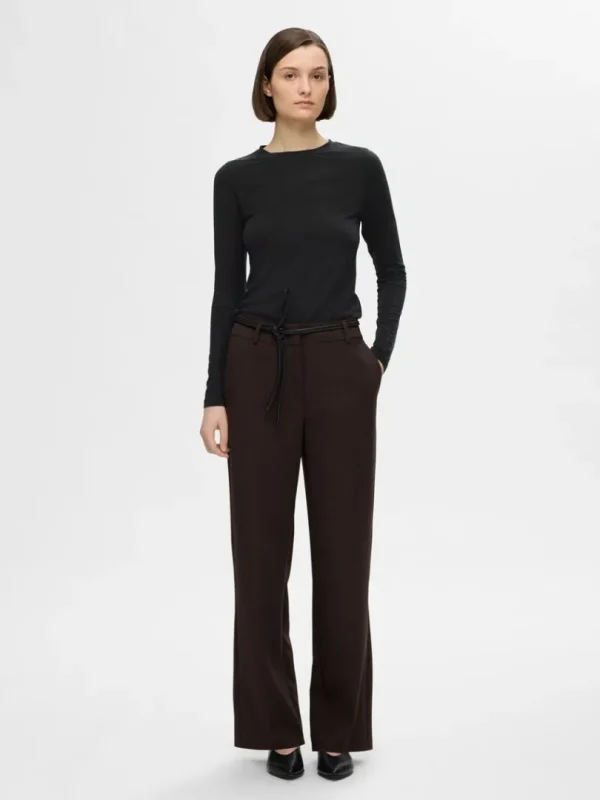 T-shirts>SELECTED BASIS- LANGÆRMET T-SHIRT Black