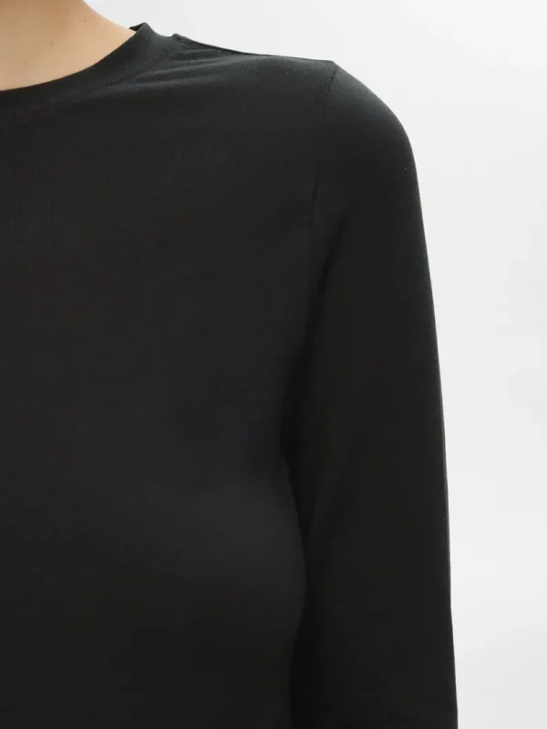 T-shirts>SELECTED BASIS- LANGÆRMET T-SHIRT Black