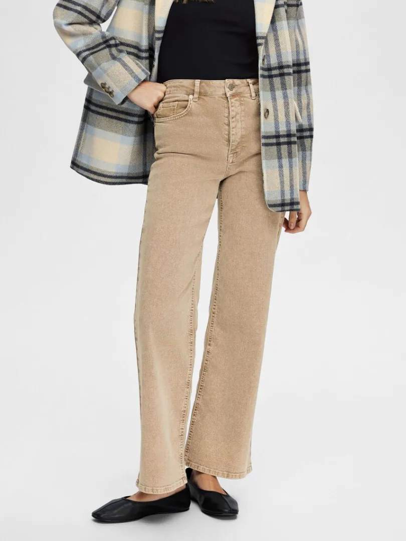 beige_wide_fit_jeans_0.webp Jeans>SELECTED WIDE FIT JEANS Beige