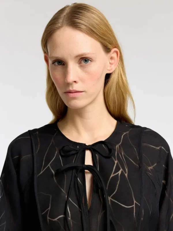 Toppe Og Bluser>SELECTED BINDELUKNING FORAN LANGÆRMET BLUSE Black