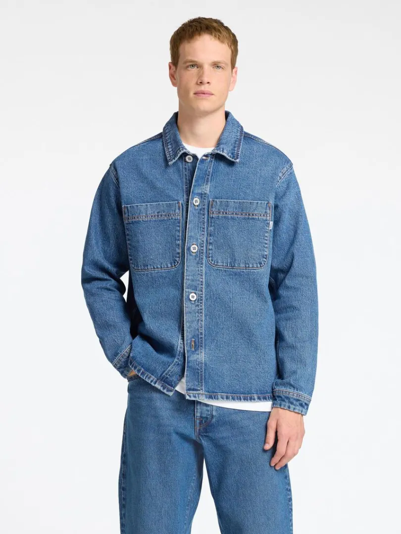bl_denim_overshirt_0.webp Overtøj | Skjorter>SELECTED BLÅ DENIM OVERSHIRT Blue