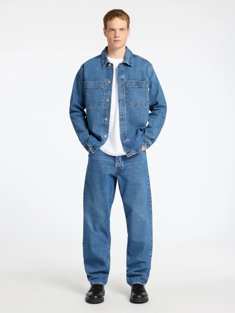 bl_denim_overshirt_2.webp Overtøj | Skjorter>SELECTED BLÅ DENIM OVERSHIRT Blue