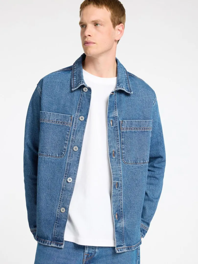 bl_denim_overshirt_3.webp Overtøj | Skjorter>SELECTED BLÅ DENIM OVERSHIRT Blue
