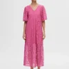 Kjoler>SELECTED BLOMSTERBLONDER MIDIKJOLE Pink