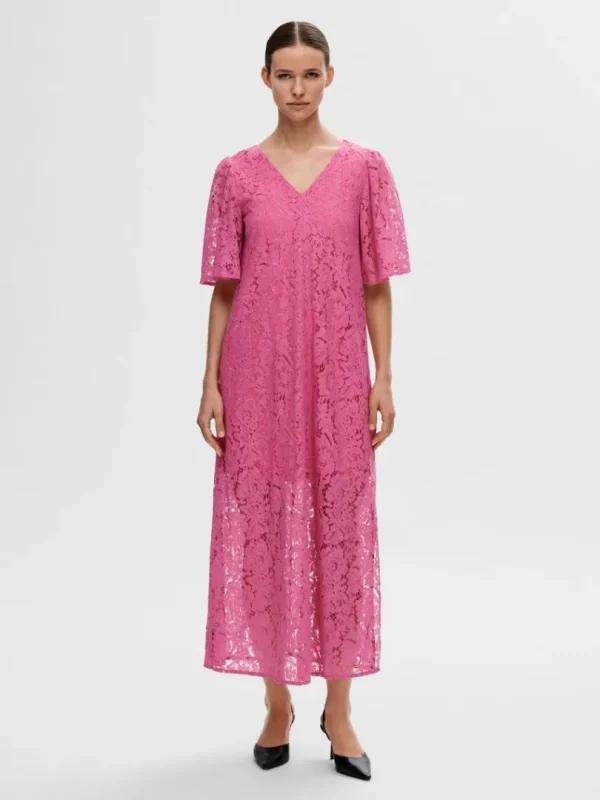 Kjoler>SELECTED BLOMSTERBLONDER MIDIKJOLE Pink