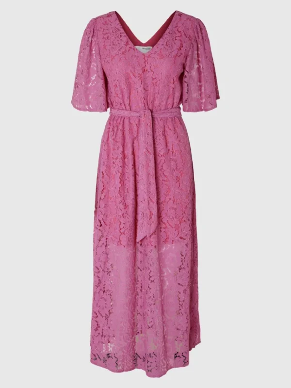 Kjoler>SELECTED BLOMSTERBLONDER MIDIKJOLE Pink