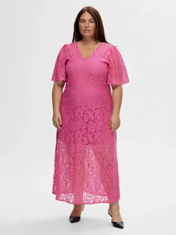 Kjoler>SELECTED BLOMSTERBLONDER MIDIKJOLE Pink