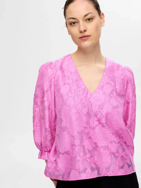 Toppe Og Bluser>SELECTED BLOMSTERPRINTET BLUSE Pink