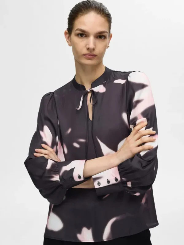 Toppe Og Bluser>SELECTED BLOMSTERPRINTET BLUSE Pink
