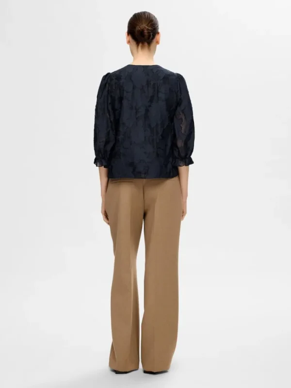 Toppe Og Bluser>SELECTED BLOMSTERPRINTET BLUSE Blue